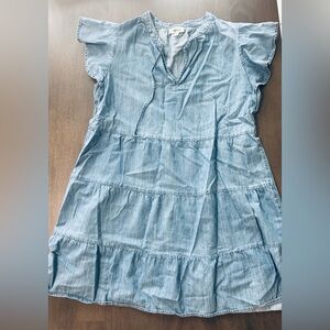 Style & Co. Blue Chambray Tiered Sundress with Flutter Cap Sleeves